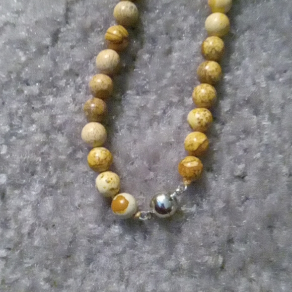 Genuine Picture Jasper Beaded W/ Mother of Pearl Bone Horse Necklace - Picture 7 of 7